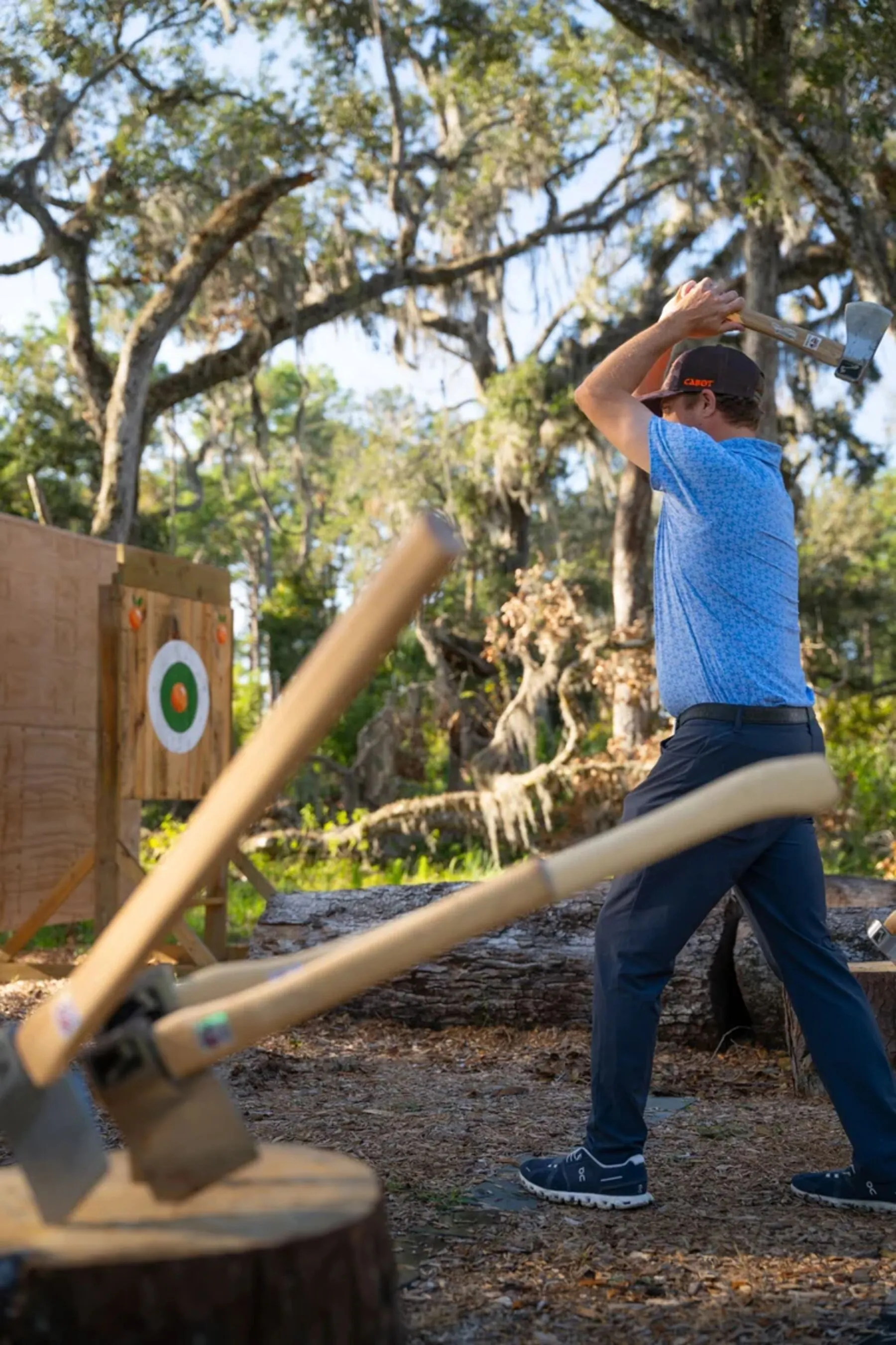 Axe throwing at Cabot Citrus Farms