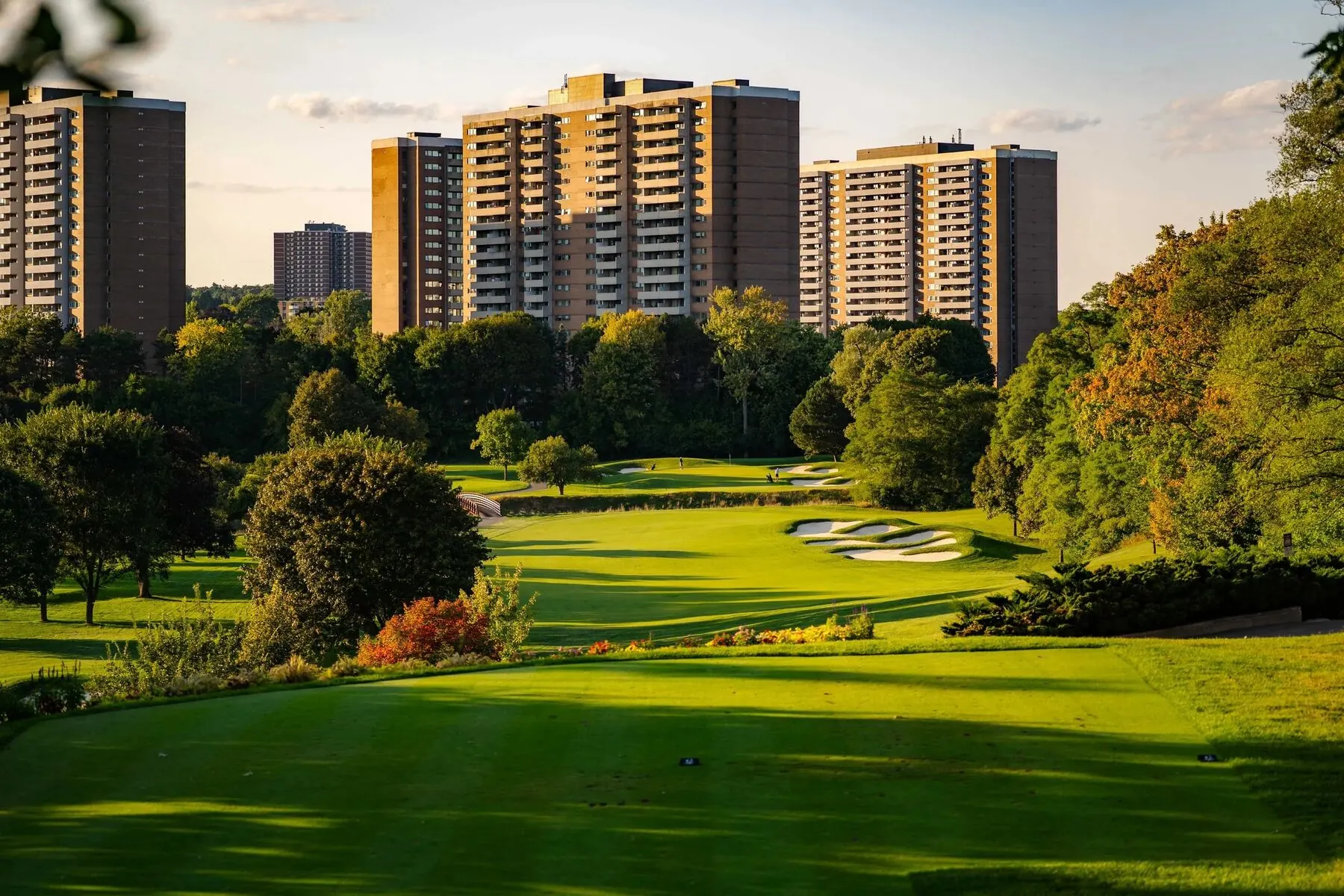 Fairway with condo towers behind at Lambton