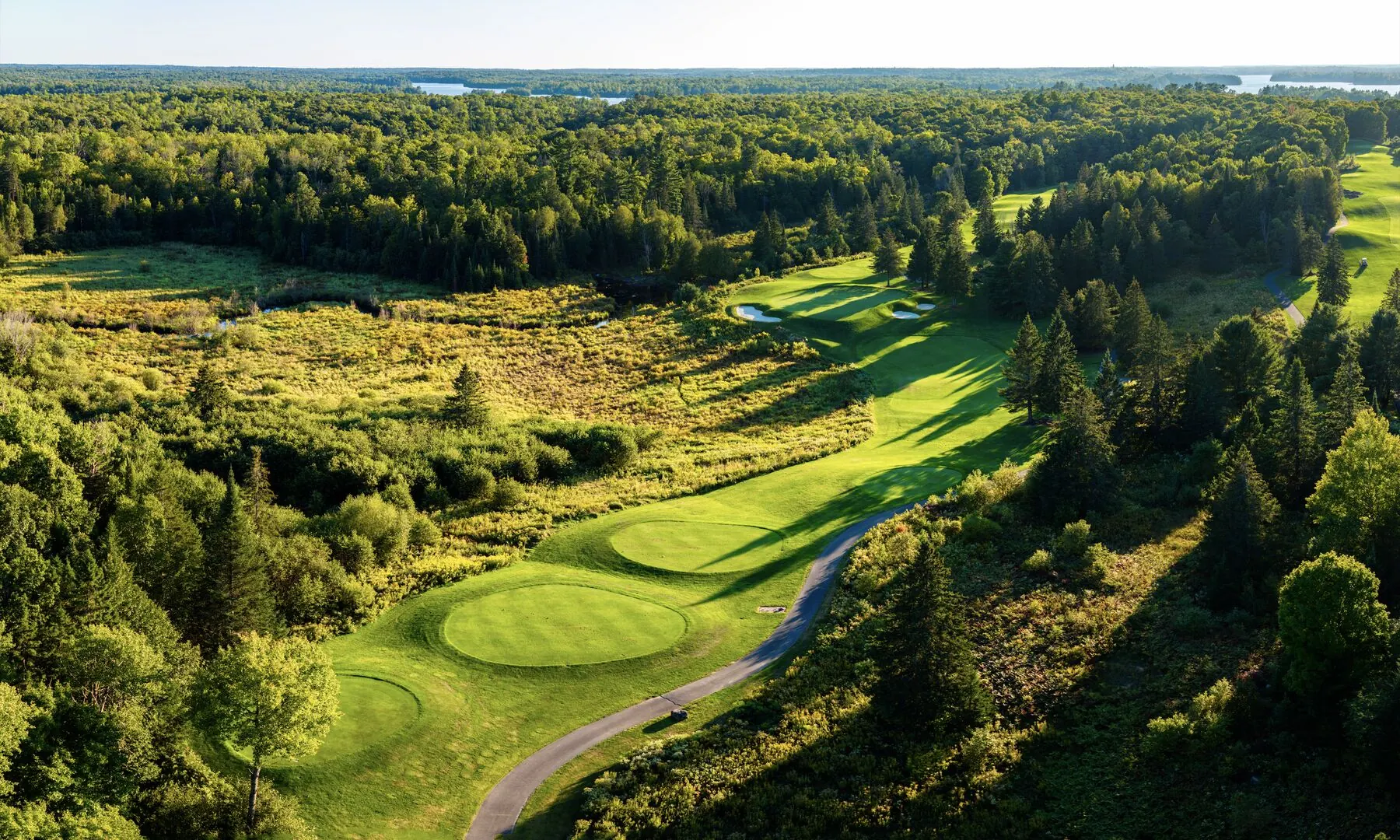 Fairway winding through Muskoka forest at Manitou Ridge