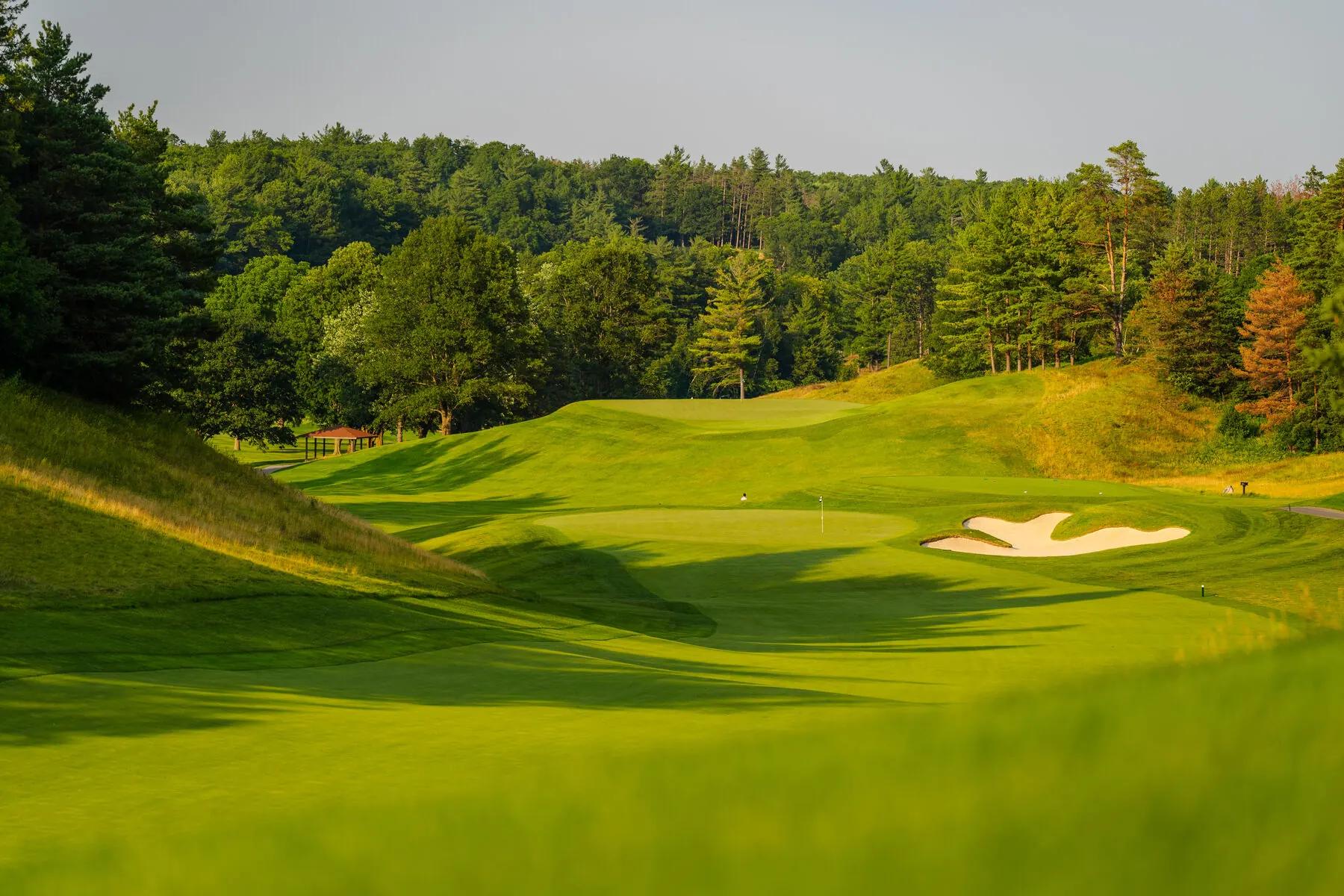 Green and bunker in the valley at Summit
